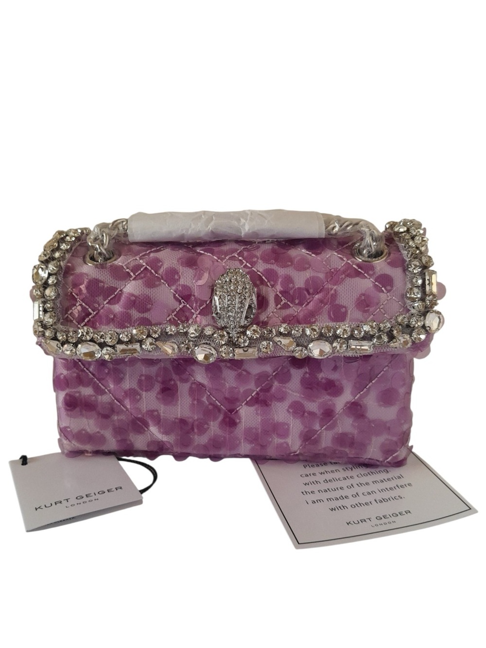 Kurt Geiger London Mini Kensington Purple Sequin Embellished Crossbody Bag NWT - Picture 13 of 13
